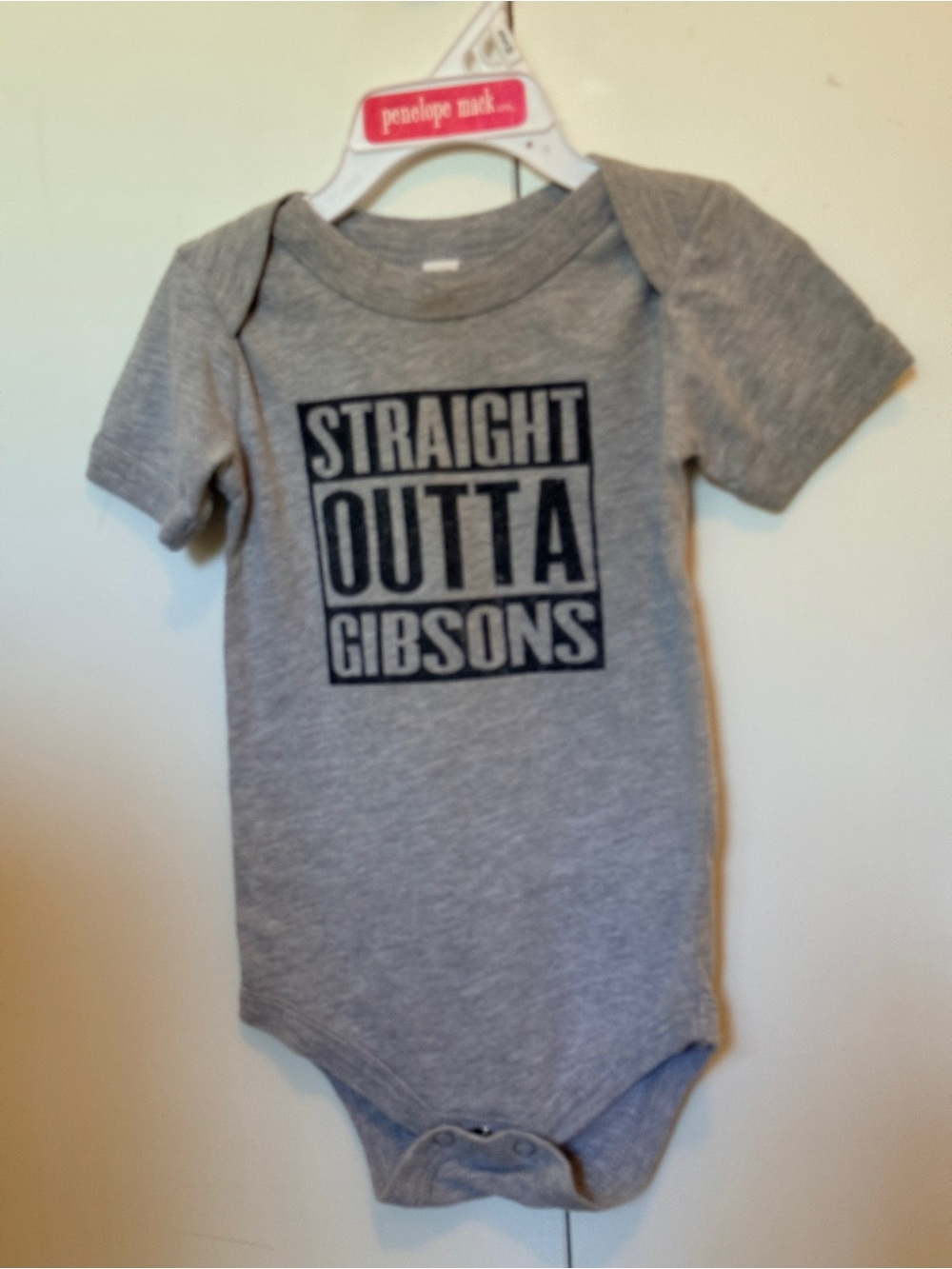 Straight Outta Gibsons Gray Baby One-Piece Bodysuit